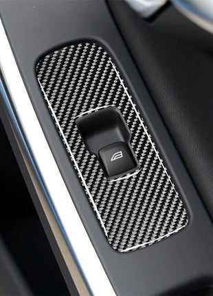 3Pcs Carbon Fiber Window Switch Button Panel Cover Trim For Volvo V60 2010-2017