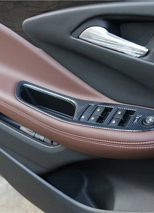 Fit For Buick Envision 2014-2018 Carbon Fiber Inner Door Handle Frame Cover 4pcs