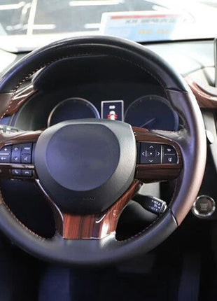 For Lexus Rx350 450h 16-20 Wood Grain Steering Wheel Button Frame Cover Trim