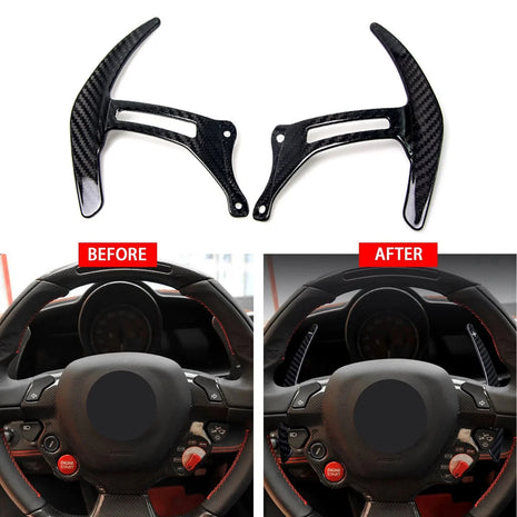 2pcs Real Carbon Fiber Steering Wheel Paddle Shifter Extension for Ferrari F8