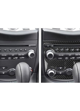3Pcs For Nissan 370Z Carbon Fiber Air Conditioner Control Panel Cover Trim