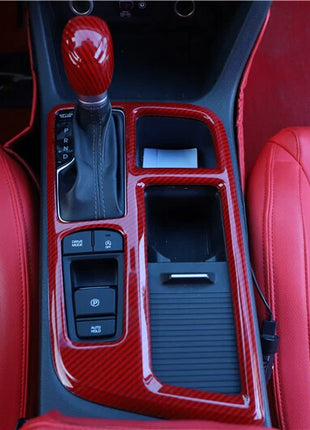For Hyundai Sonata 9 18-19 Red Carbon Fiber Console Gear Shift Frame Cover Trim