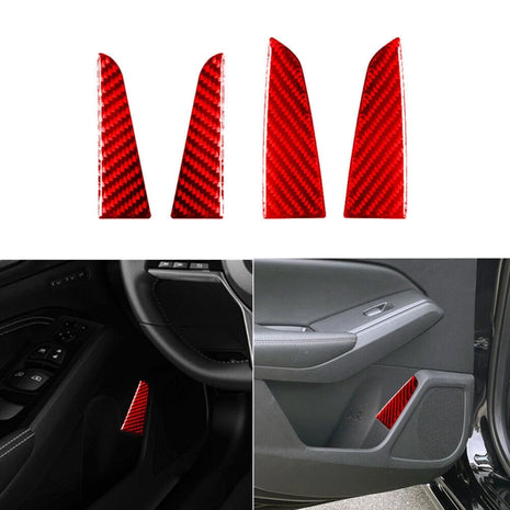 4X Red Carbon Fiber Door Pull Inner Panel Cover Trim For Nissan Altima 2019-2022