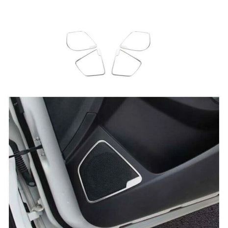 Inner Door Speaker Frame Cover Trim Silver Steel Fit For Ford Focus 12-18 4PCS