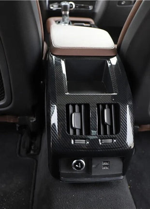 Fiber Back Row Air Outlet Vent Frame Trim 2* Fit For Volvo S90 2016-2021 Carbon