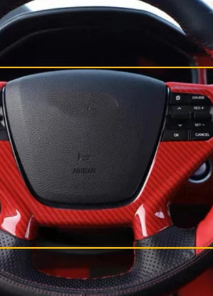 For Hyundai Sonata 9 15-17 Red Carbon Fiber Steering Wheel Button Frame Trim 2*