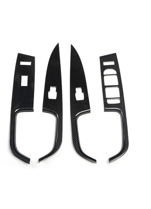 Door Window Lift Switch Cover Trim 4pcs Fit For Volvo S80 2009-2015 Carbon Fiber