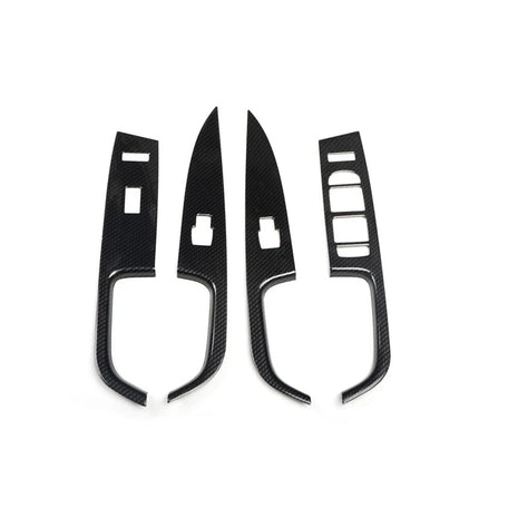 Door Window Lift Switch Cover Trim 4pcs Fit For Volvo S80 2009-2015 Carbon Fiber