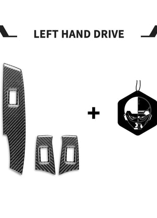8Pcs Carbon Fiber Door Lift Switch Panel Cover Trim For Benz C-Class W204 12-14