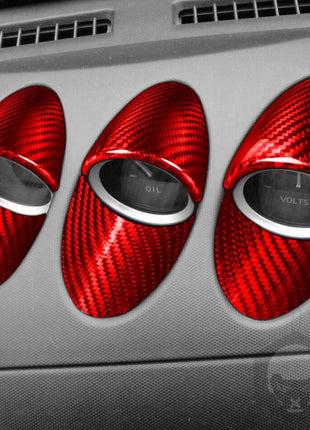 3Pcs Red Dry Carbon Fiber Dashboard Gauge Pod Cover For Nissan 350Z Z33 2003-09