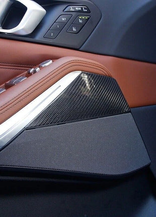 Real Carbon Fiber Inner Door Panel Cover Trim For BMW X5 X6 X7 G05 G07 2019-2021