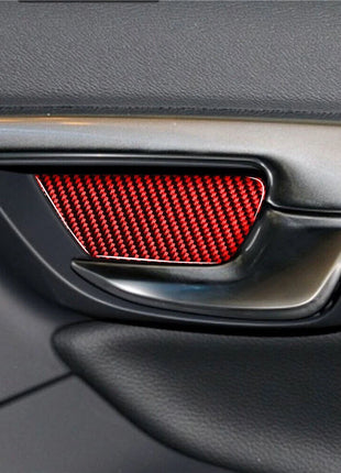 Red Carbon Fiber Inner Door Dowl's Decorative Cover Trim For Volvo V60 2010-2017