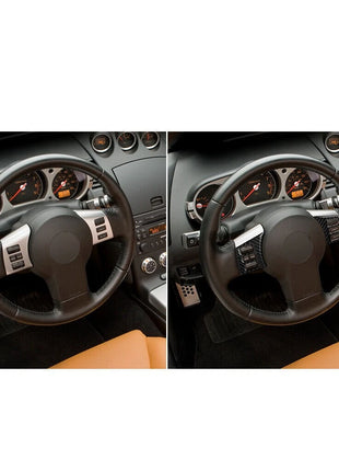 2pcs Carbon Fiber Steering Wheel Frame Trim Cover Decor For Nissan 350z 2006-09