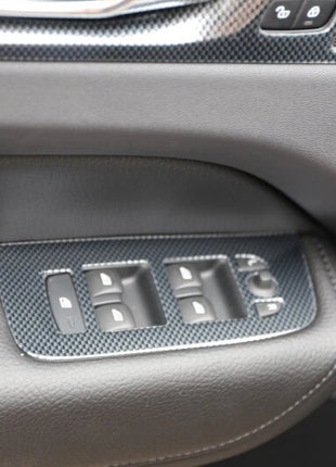 Car Door Window Lift Switch Cover Trim 4pcs Fit For Volvo Xc60 2018 Carbon Fiber