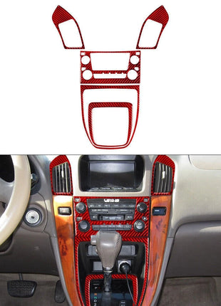 5Pcs Red Carbon Fiber Interior Central Console Cover Trim For Lexus RX300 Type A