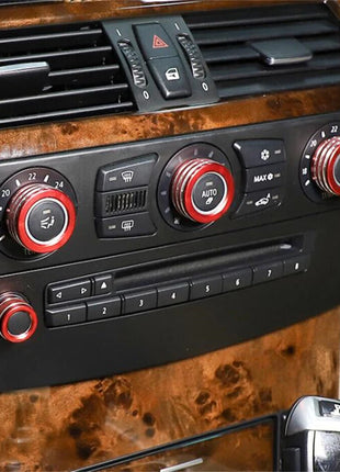 red Alloy Air Conditioner Switch Knob Ring Trim For Bmw 5 Series E60 2004-2010