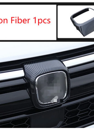 1pcs Black Abs Carbon Fiber Front Grille Frame Cover For Honda Cr-v 2017-22