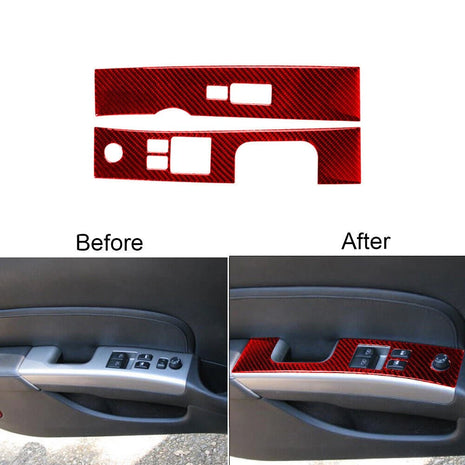 Red Carbon Fiber Window Switch Panel Trim Cover Sticker For Nissan 350Z 2006-09