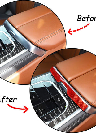 Red Carbon Fiber Armrest Box Switch Panel Cover For Bmw 8 Series G14 G15 2019-22
