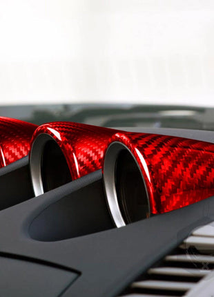 3Pcs Red Dry Carbon Fiber Dashboard Gauge Pod Cover For Nissan 350Z Z33 2003-09