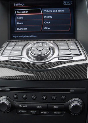 1 Set For Nissan 370z 2009-2020 Carbon Fiber Navigation Decoration Cover Trim