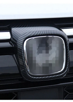 1pcs Black Abs Carbon Fiber Front Grille Frame Cover For Honda Cr-v 2017-22
