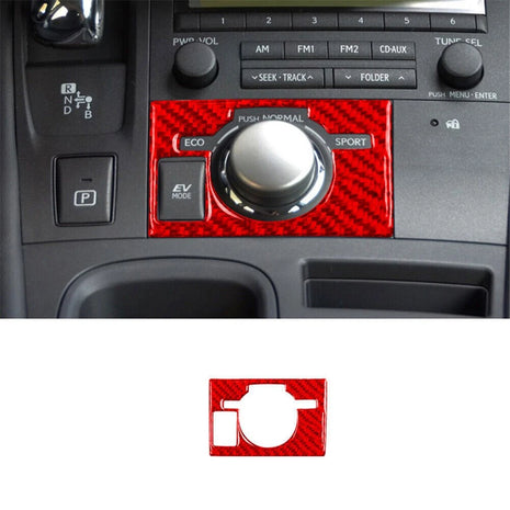 Red Carbon Fiber Center Console Drive Mode Panel Trim For Lexus CT200h 2011-2017