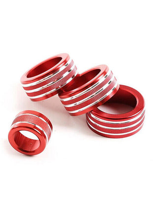 red Alloy Air Conditioner Switch Knob Ring Trim For Bmw 5 Series E60 2004-2010