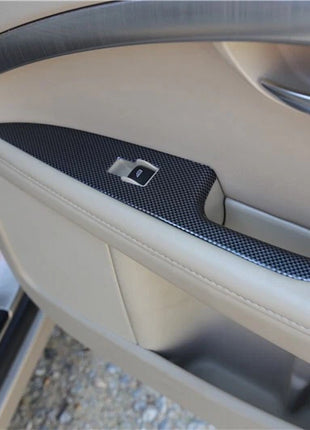 Door Window Lift Switch Cover Trim 4pcs Fit For Volvo S80 2009-2015 Carbon Fiber