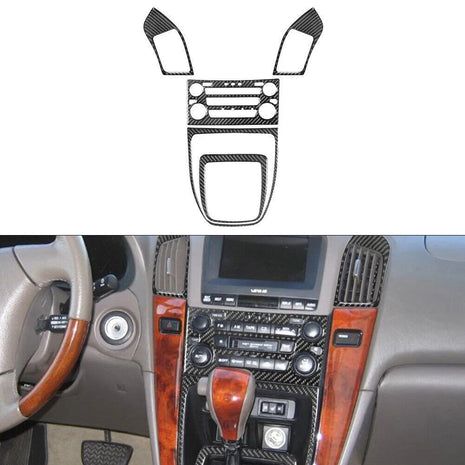 5Pcs Carbon Fiber Interior Central Console Cover Trim For Lexus RX300 1998-2003