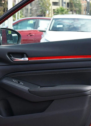 Red Carbon Fiber Front Door Panel Strips Cover Trim For Nissan Altima 2019-2022