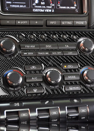 Carbon Fiber Console Control Panel Cover Trim For Nissan Gt-r R35 2008-2016