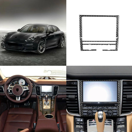 Carbon Fiber Middle Console Navigation Cover Trim For Porsche Panamera 2010-2016