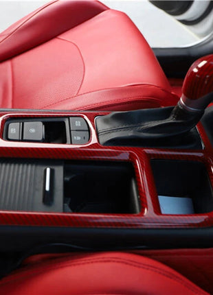 For Hyundai Sonata 9 18-19 Red Carbon Fiber Console Gear Shift Frame Cover Trim