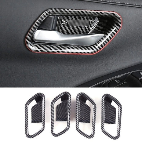 Inner Door Bowl Cover Trim 4x For Nissan Sentra Sylphy 2020-23 Carbon Fiber Look