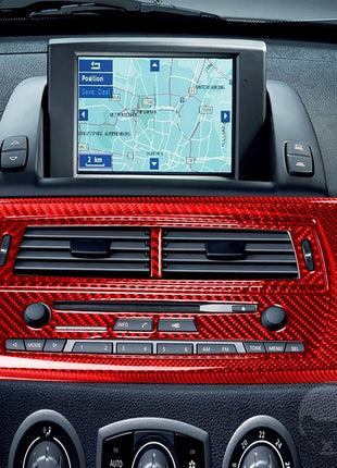 10Pcs For BMW Z4 E85 03-08 Red Carbon Fiber Center Console Dashboard Panel Cover