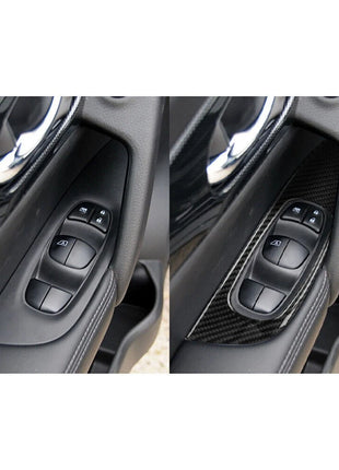 4X Carbon Fiber Door Window Control Panel Cover Trim For Nissan Rogue 2014-2016