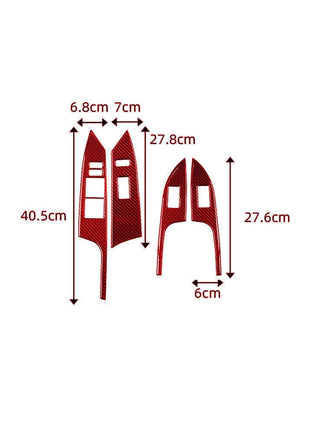 4X Red Carbon Fiber Window Switch Lift Panel Cover Trim For Lexus CT200h 2011-17