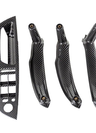 4x For Bmw X5 E70 X6 E71 E72 Carbon Fiber Lhd Inner Door Pull Handle Trim Cover