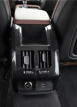 Fiber Back Row Air Outlet Vent Frame Trim 2* Fit For Volvo S90 2016-2021 Carbon