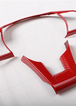 For Hyundai Sonata 9 15-17 Red Carbon Fiber Steering Wheel Button Frame Trim 2*