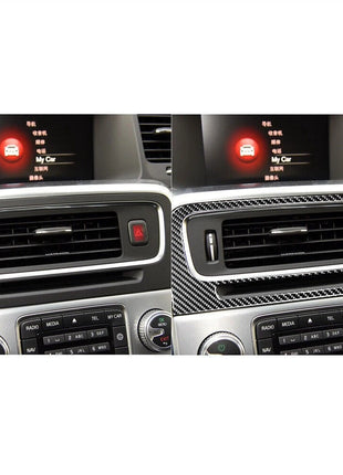 Carbon Fiber Center Air Vent Outlet Decorative Cover Trim For Volvo V60 2010-17