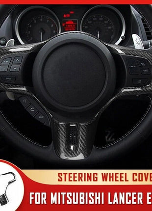 Real Dry Carbon Fiber Steering Wheel Cover Trim For Mitsubishi Lancer EVO X 10th