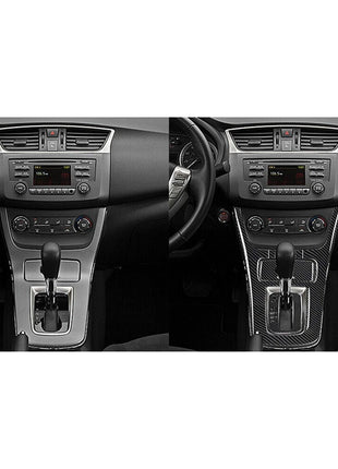 Carbon Fiber Interior Gear Shifter Panel Cover Trim For Nissan Sentra 2013-2019