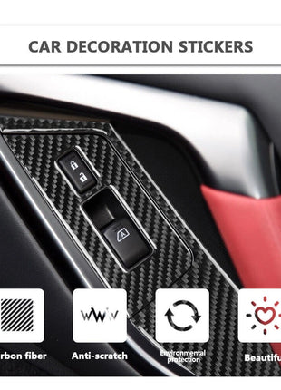 4pcs Carbon Fiber Window Lift Control Panel Trim For Nissan Gt-r R35 2008-2016