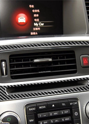 Carbon Fiber Center Air Vent Outlet Decorative Cover Trim For Volvo V60 2010-17