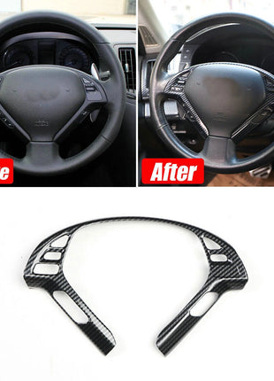 For Infiniti G37 2010-2013 Carbon Fiber Car Steering Wheel Button Cover Trim