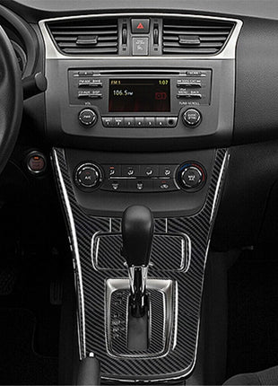 Carbon Fiber Interior Gear Shifter Panel Cover Trim For Nissan Sentra 2013-2019