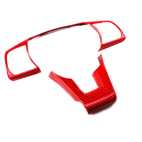 For Hyundai Sonata 9 15-17 Red Carbon Fiber Steering Wheel Button Frame Trim 2*