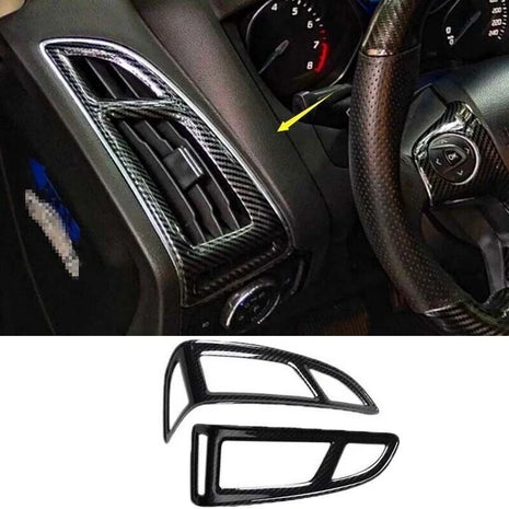 Fit For Ford Focus 2PCS Console L&R Air Outlet Vent Trim Carbon Fiber 2012-2018